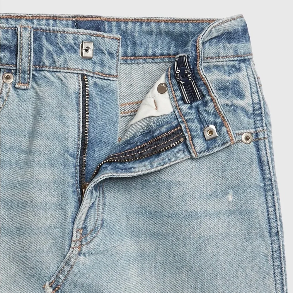 GAP Denim Girl’s High Rise Light Wash Destructed Denim Jean Skirt size 12